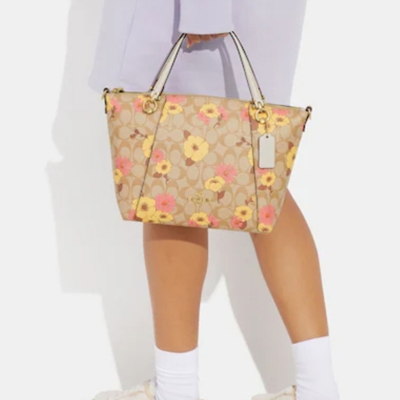 Coach Kacey Satchel In Signature Canvas With Floral Cluster Print - Picture 5 of 16